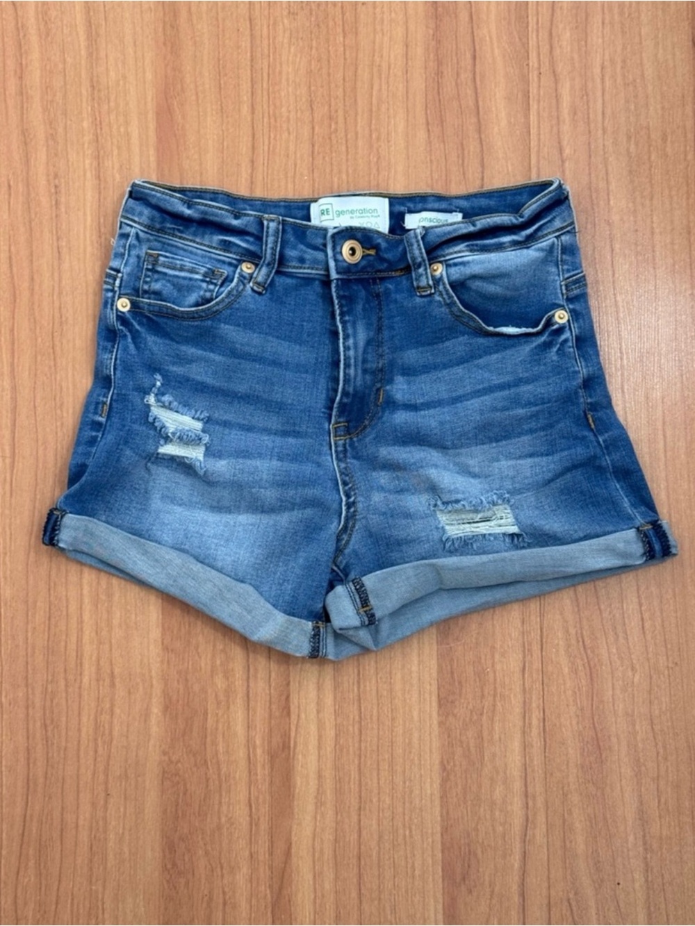 RE Generation by Cotton On Distressed Cuffed Denim Shorts Size 3